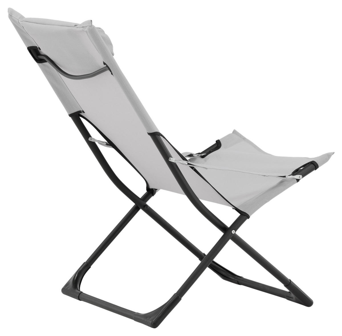 STRANDSESSEL 63/89/84 cm  - Schwarz/Grau, KONVENTIONELL, Textil/Metall (63/89/84cm) - Gardenson