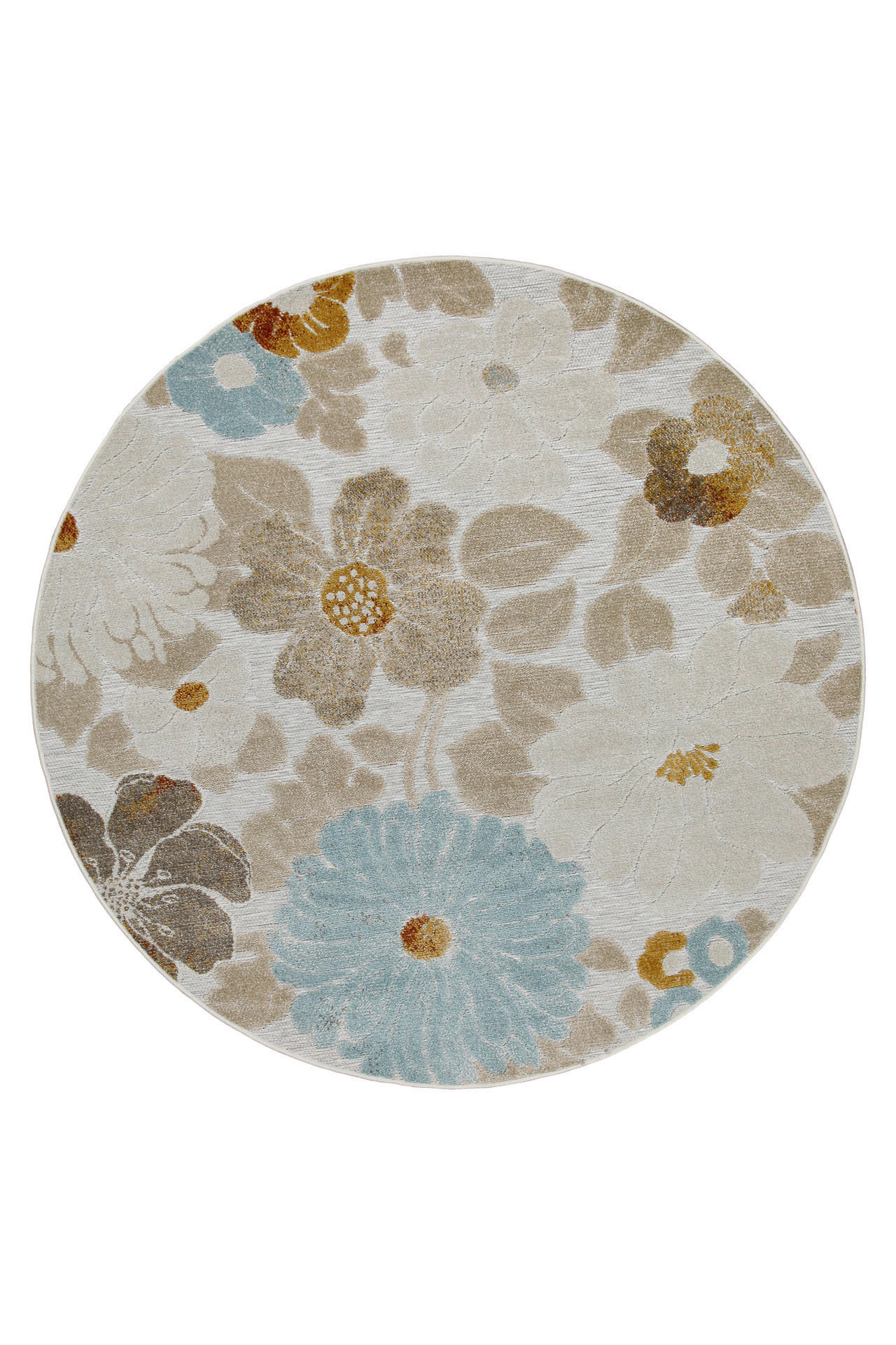 OUTDOORTEPPICH 160 cm Beach Flower Hellblau, Beige, Currygelb  - Currygelb/Beige, KONVENTIONELL, Textil (160cm) - WECON HOME