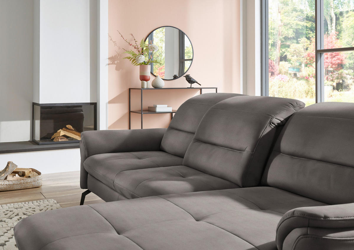 ECKSOFA in Flachgewebe Hellgrau  - Hellgrau/Schwarz, Konventionell, Textil/Metall (260/181cm) - Beldomo Speed