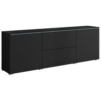 NÍZKÁ KOMODA, černá, 180/61,8/34,5 cm - šedá/černá, Trend, kompozitní dřevo/plast (180/61,8/34,5cm) - P & B