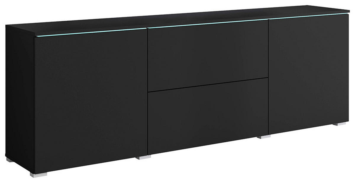 NÍZKÁ KOMODA, černá, 180/61,8/34,5 cm - šedá/černá, Trend, kompozitní dřevo/plast (180/61,8/34,5cm) - P & B