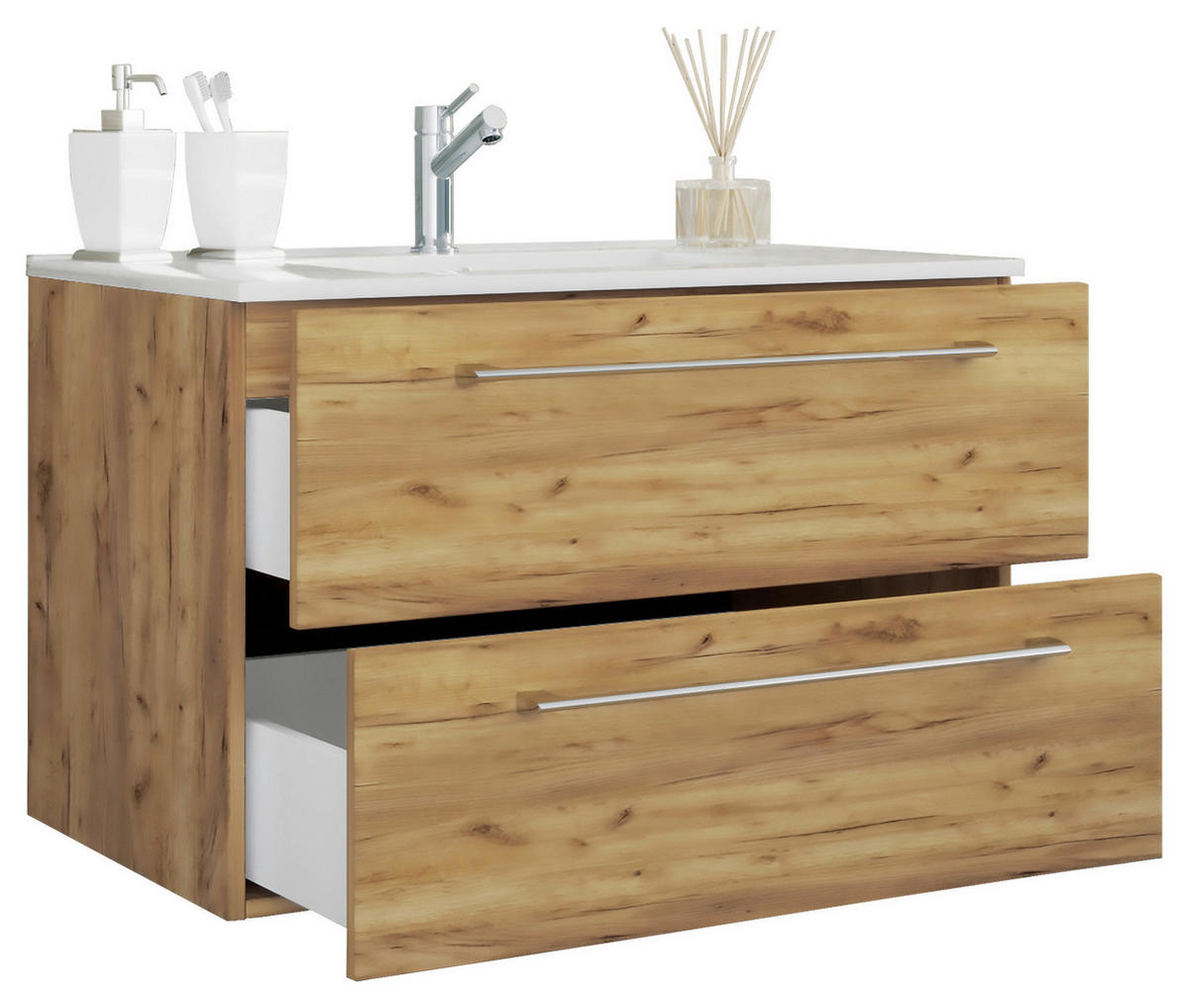 TVÄTTSTÄLL MED KOMMOD 81 cm  - vit/honungsek, Modern, metall/trämaterial (81cm) - MID.YOU