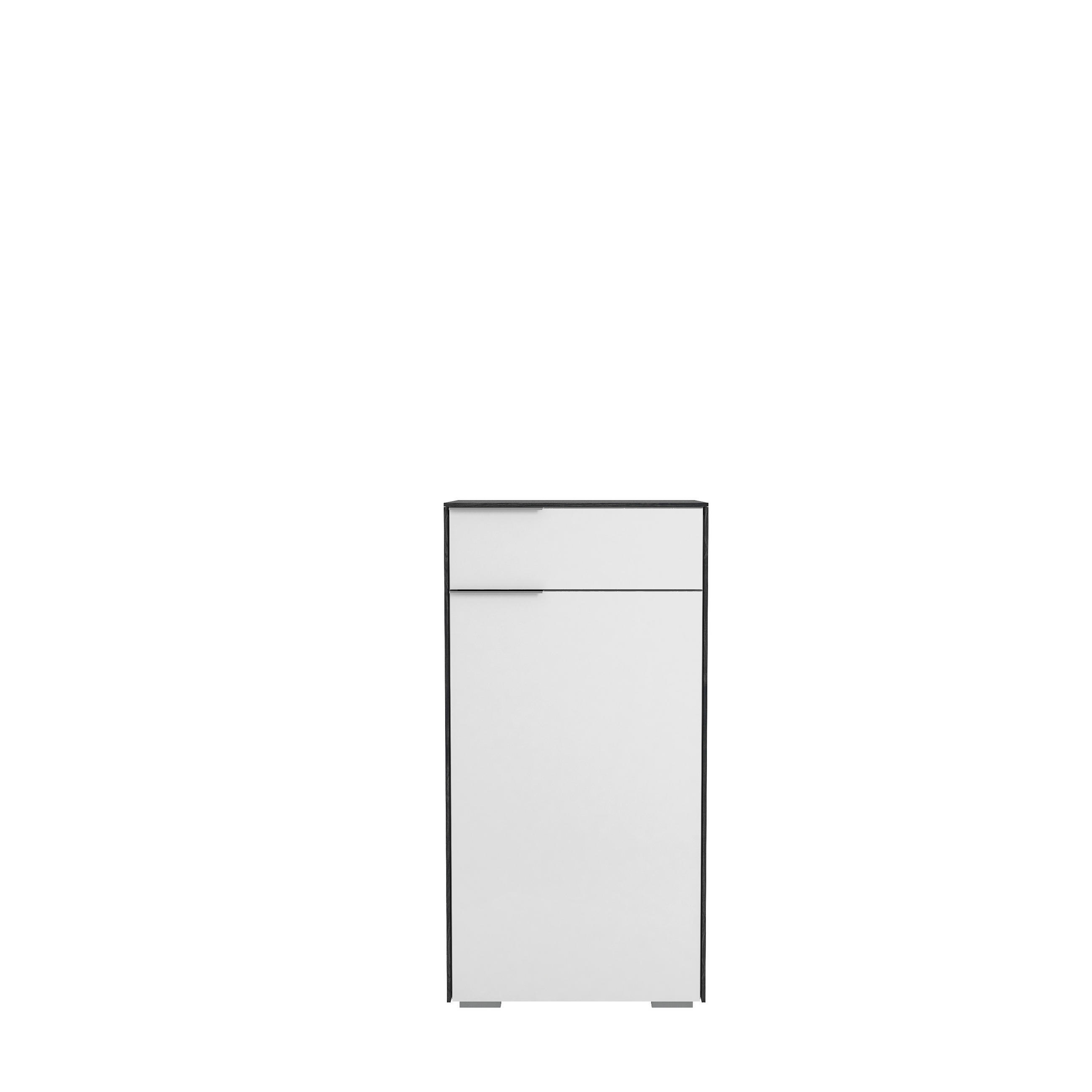 SCHUHSCHRANK Weiß, Eichefarben - Chromfarben/Eichefarben, Design, Glas/Holzwerkstoff (55,8/110,2/37,3cm) - Voleo