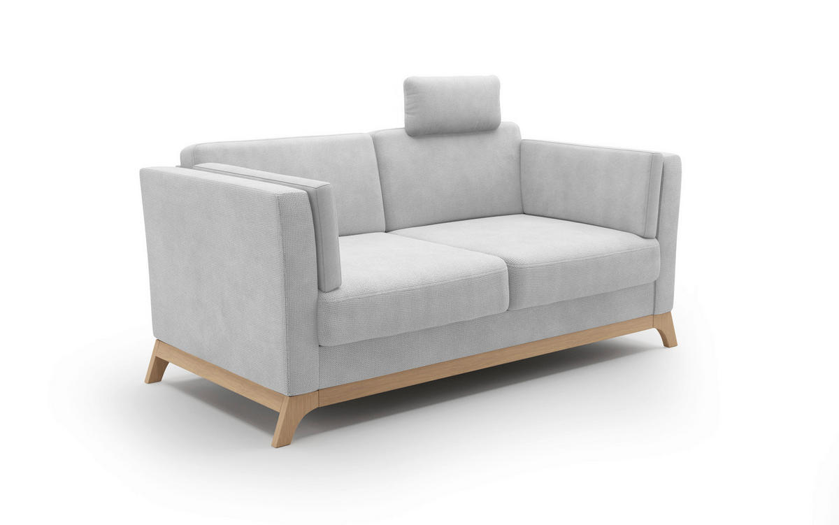 2,5-SITZER Flachgewebe Silberfarben  - Eichefarben/Silberfarben, KONVENTIONELL, Holz/Textil (183/84/93cm) - Sit & More
