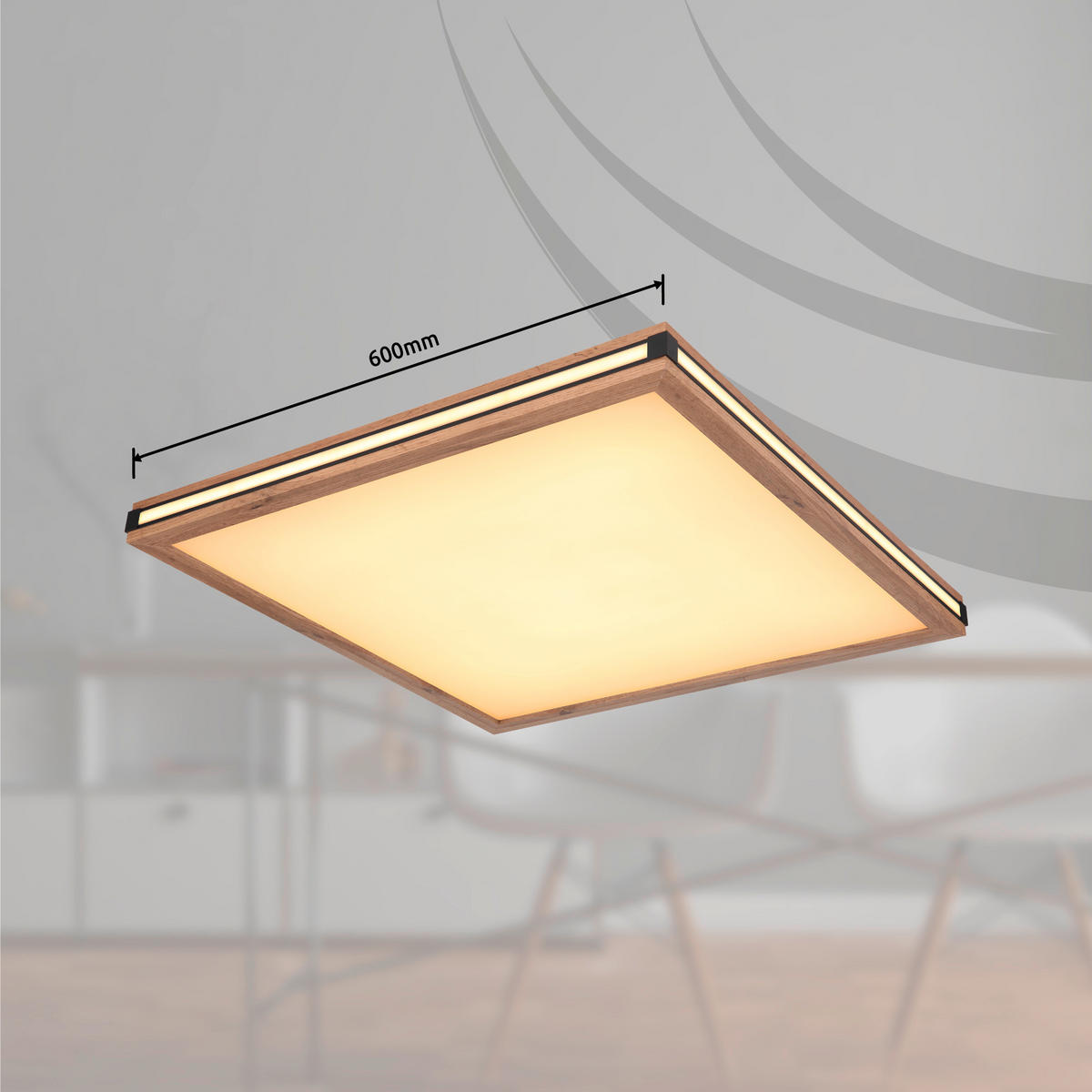 LED-DECKENLEUCHTE 36 W    60/60/7,5 cm  - Weiss/Dunkelbraun, Natur, Holzwerkstoff/Kunststoff (60/60/7,5cm) - Globo
