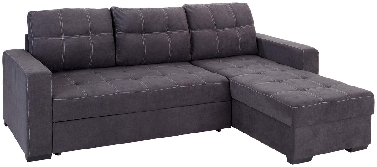 ECKSOFA in Mikrofaser Dunkelgrau  - Weiss/Dunkelgrau, Design, Kunststoff/Textil (240/160cm) - Livetastic