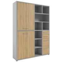 AKTENSCHRANK Eiche Hellgrau, Hickory  - Hellgrau/Hickory, MODERN, Glas/Holz (154,9/215,4/40cm)