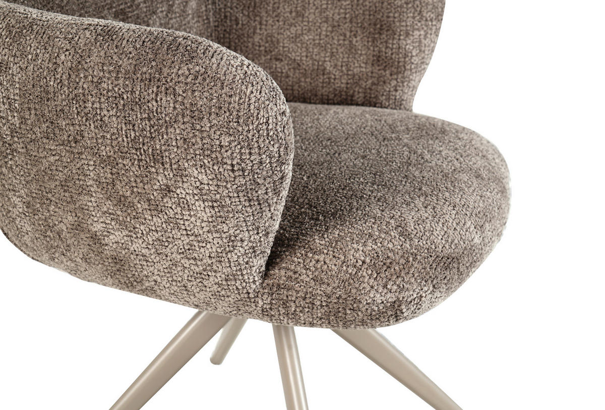 ARMLEHNSTUHL  Sitzfläche 360° drehbar Mikrofaser  Taupe  - Taupe, MODERN, Textil/Metall (61/88/63cm) - Livetastic