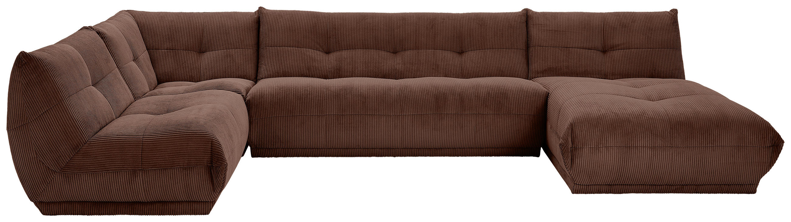 WOHNLANDSCHAFT GISELLE Braun Cord  - Braun, Trend, Textil (210/390/185cm) - Livetastic