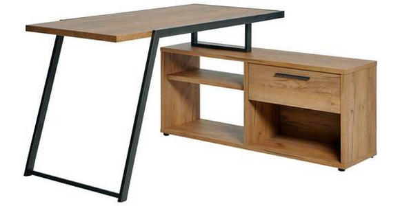 ECKSCHREIBTISCH 140/120/75 cm in Eichefarben - Eichefarben/Anthrazit, KONVENTIONELL, Holzwerkstoff/Metall (140/120/75cm) - Novel