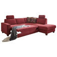 ECKSOFA Bordeaux Flachgewebe, Chenille  - Bordeaux/Nussbaumfarben, KONVENTIONELL, Holz/Textil (236/213cm) - Cantus