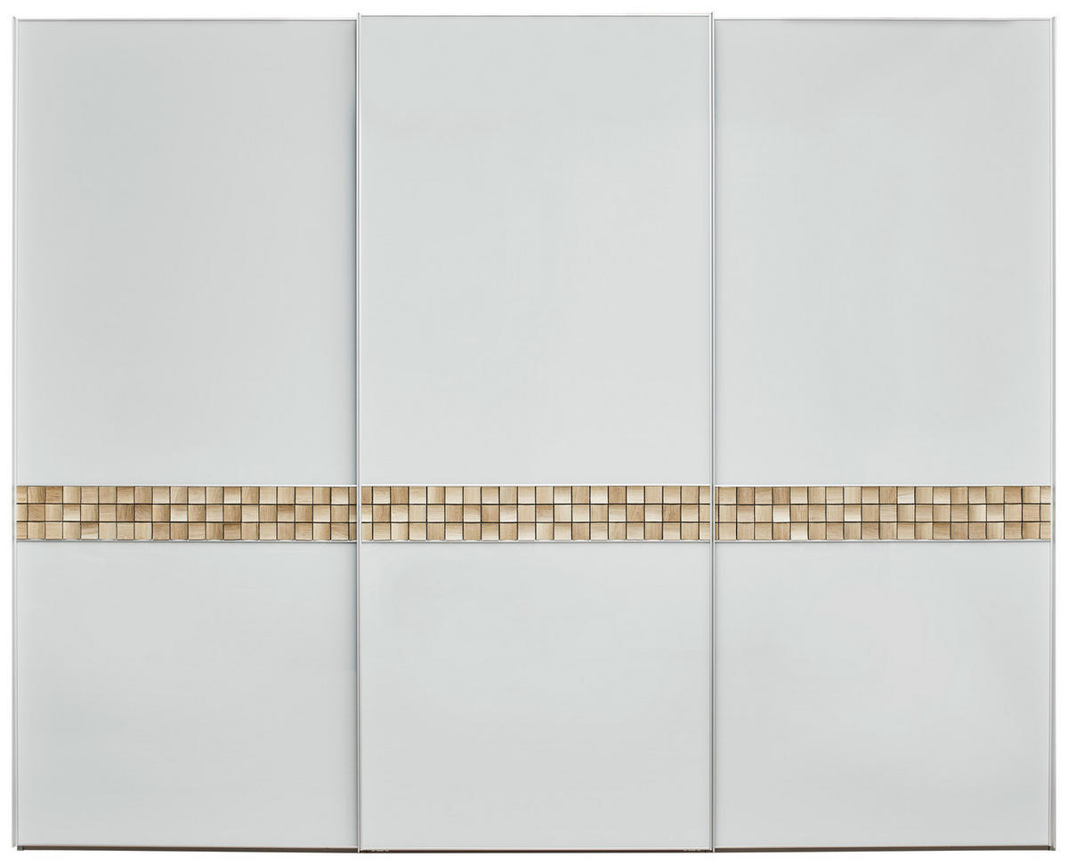 SCHWEBETÜRENSCHRANK in Grau, Eichefarben  - Eichefarben/Alufarben, Design, Glas/Holz (298/240/68cm) - Dieter Knoll