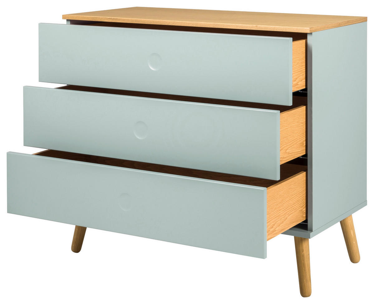 KOMMODE Dot  in 90/79/43 cm  - Eichefarben/Mintgrün, Design, Holzwerkstoff (90/79/43cm)