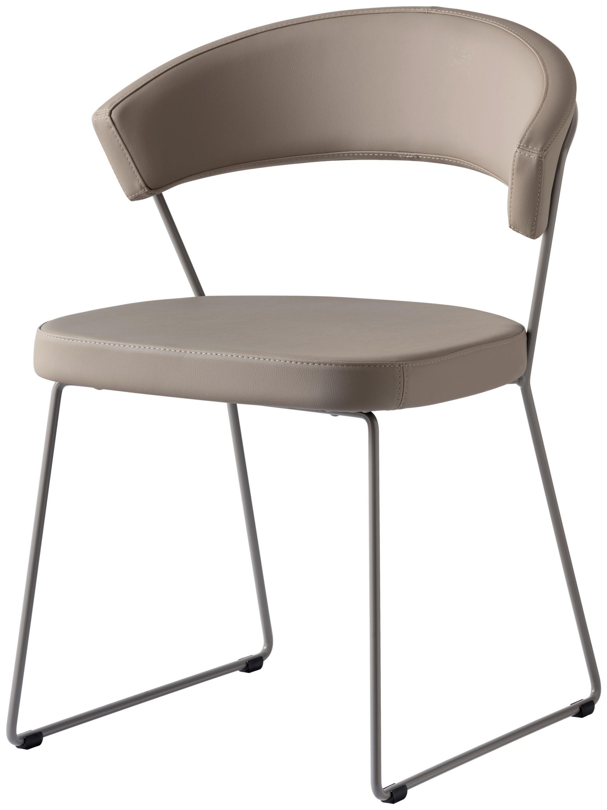 STUHL  in Edelstahl Lederlook Metall, Textil  - Greige, Design, Textil/Metall (57/75,5/52cm) - Connubia 