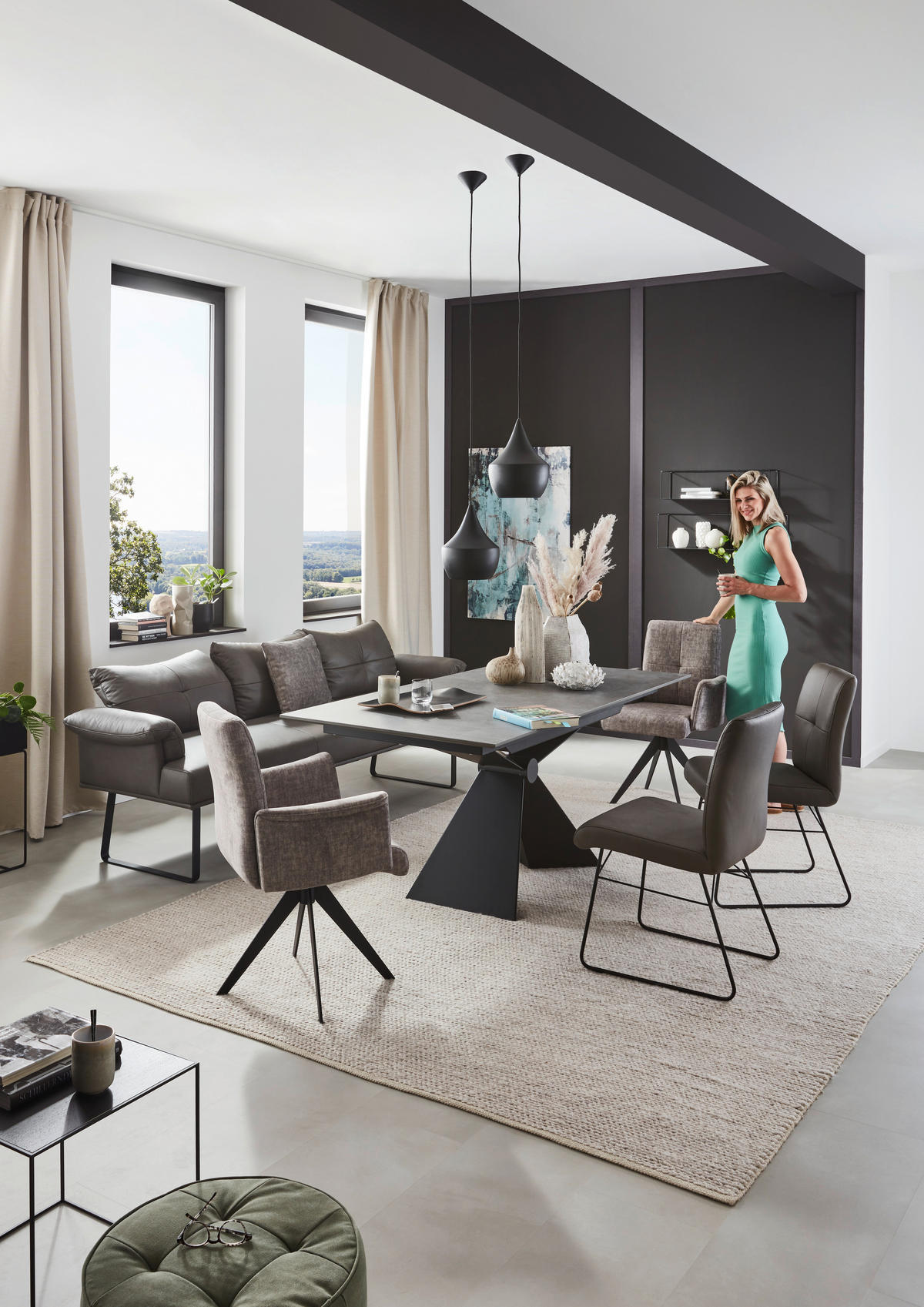 STUHL  in Stahl Echtleder pigmentiert Metall, Leder, Holzwerkstoff  - Anthrazit/Schwarz, Design, Leder/Holzwerkstoff (47/90/61cm) - Dieter Knoll