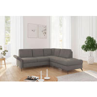 ECKSOFA ROCHELLE E Schlammfarben Flachgewebe  - Schlammfarben/Schwarz, KONVENTIONELL, Textil/Metall (240/216cm) - Sit & More