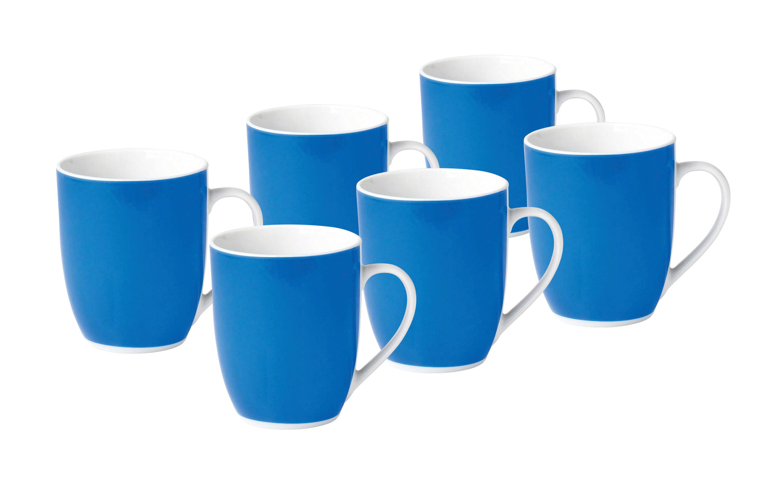 KAFFEEBECHERSET VARIO 6-teilig - Blau/Weiß, Basics, Keramik (25,5/21,5/9,5cm) - Van Well