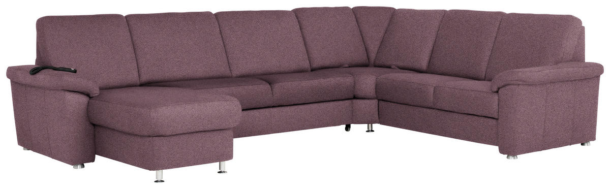 WOHNLANDSCHAFT in Flachgewebe Violett  - Chromfarben/Violett, Konventionell, Textil/Metall (163/336/240cm) - Beldomo System