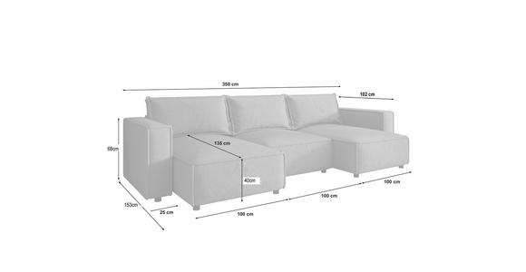 WOHNLANDSCHAFT Creme Webstoff  - Creme/Schwarz, MODERN, Kunststoff/Textil (153/350/153cm) - Xora