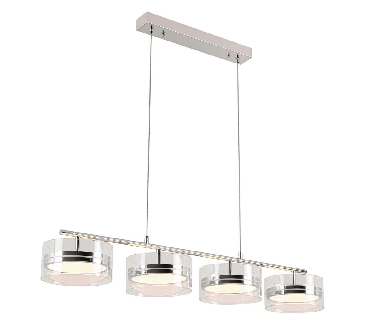 LED-HÄNGELEUCHTE Luca 93/18/120 cm   - Chromfarben, Design, Glas/Kunststoff (93/18/120cm) - Novel