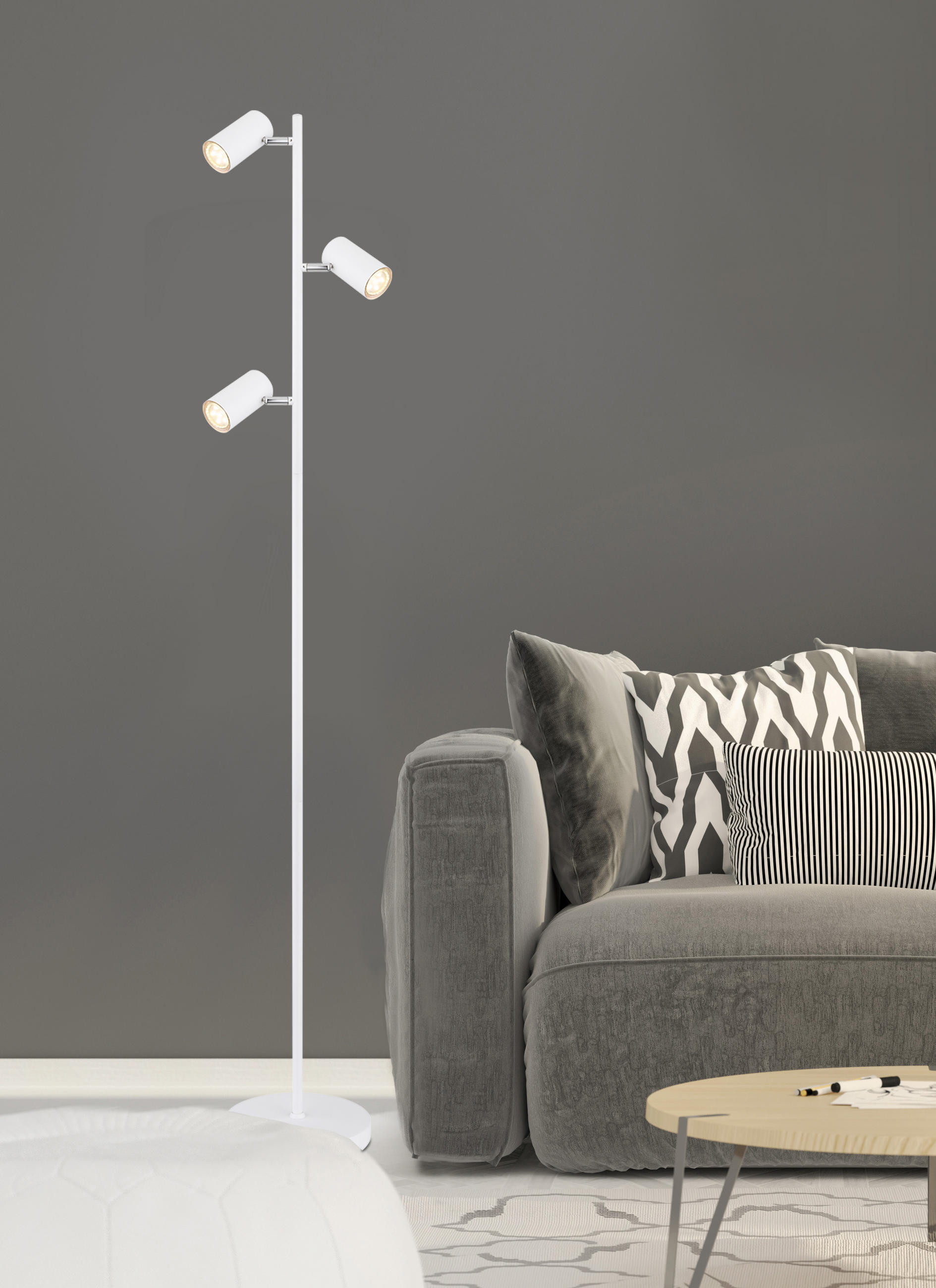 LAMPADAR - alb, Design, metal (25/23/154cm) - Globo