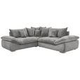 ECKSOFA Grau Velours  - Chromfarben/Grau, KONVENTIONELL, Kunststoff/Textil (247/247cm) - Carryhome