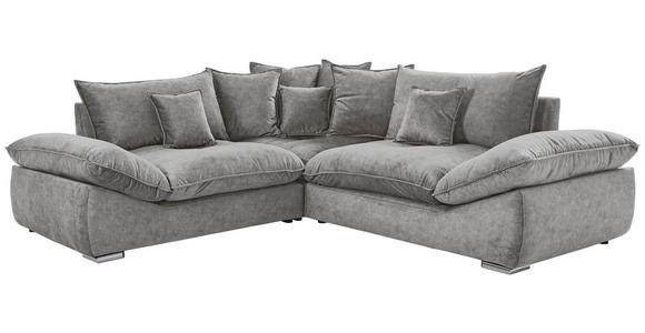 ECKSOFA Grau Velours - Chromfarben/Grau, KONVENTIONELL, Kunststoff/Textil (247/247cm) - Carryhome