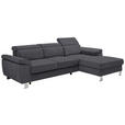 ECKSOFA in Webstoff Grau  250/167 cm  - Silberfarben/Grau, Design, Textil/Metall (250/167cm) - Xora