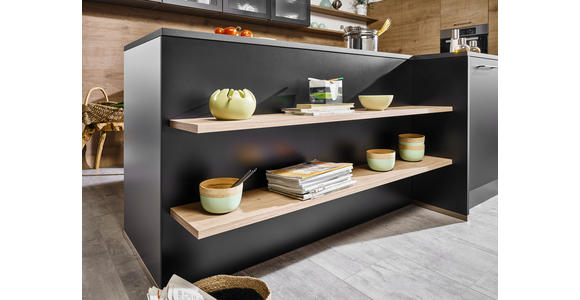 EINBAUKÜCHE - Eichefarben/Schwarz, Design, Holzwerkstoff - Dieter Knoll