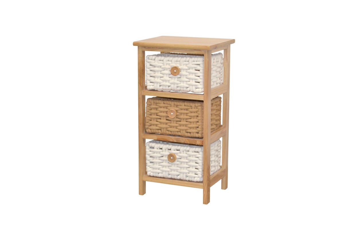 KOMMODE  in  - Creme/Braun, Design, Holz/Textil (25/30/58cm) - MID.YOU
