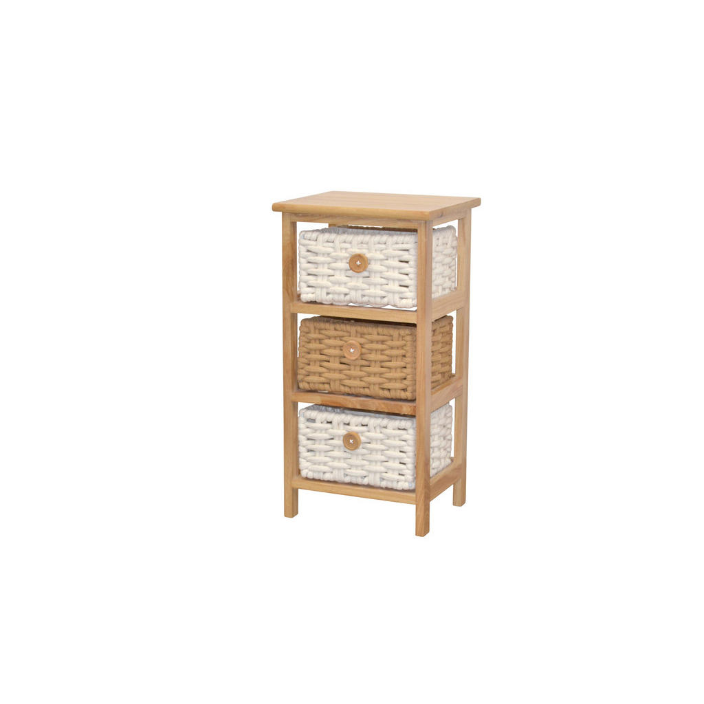 Thumbnail - Mid.you Kommode, Natur, Holz, Textil, Paulownia, massiv, Uni, 3 Schubladen, 30x58x25 cm, stehend, Wohnzimmer, Kommoden &...