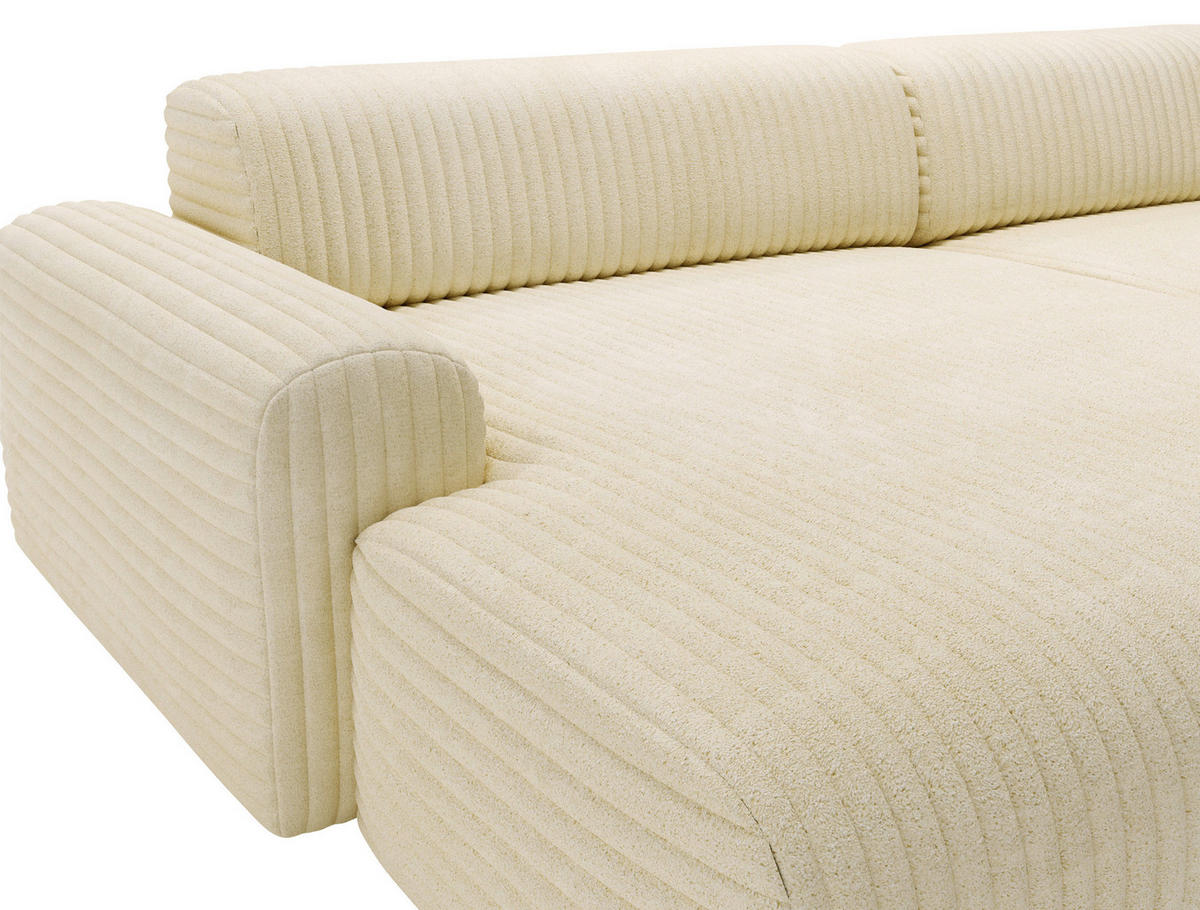 ECKSOFA Beige Cord  - Beige/Schwarz, Design, Kunststoff/Textil (178/292cm) - home24