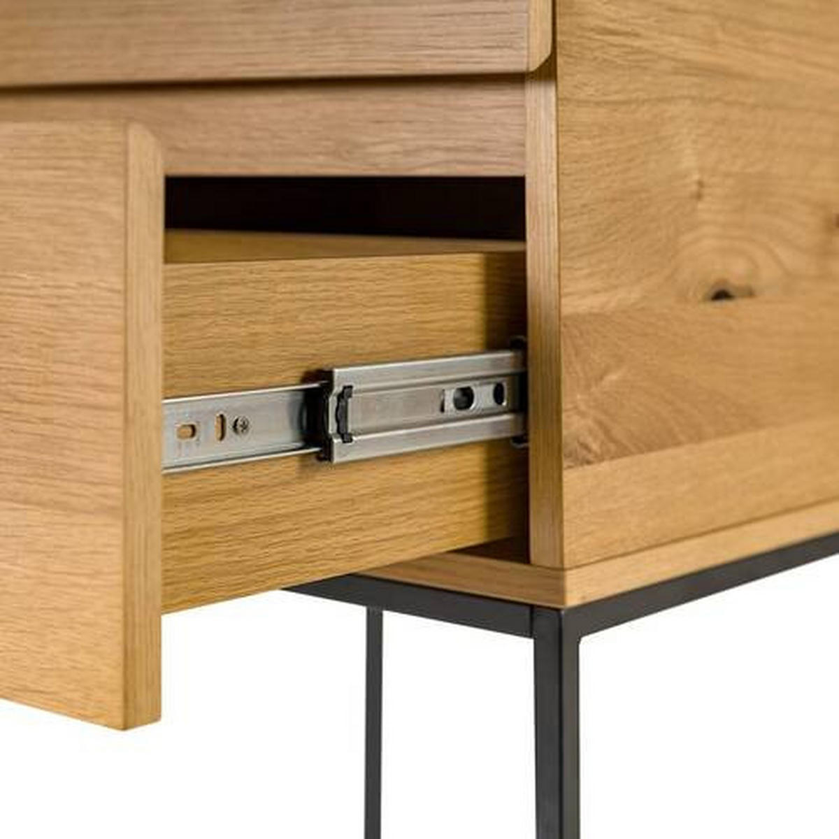 SÄNGBORD i faner ek svart, ekfärgad  - svart/ekfärgad, Klassisk, metall/trämaterial (42/75/40cm) - home24