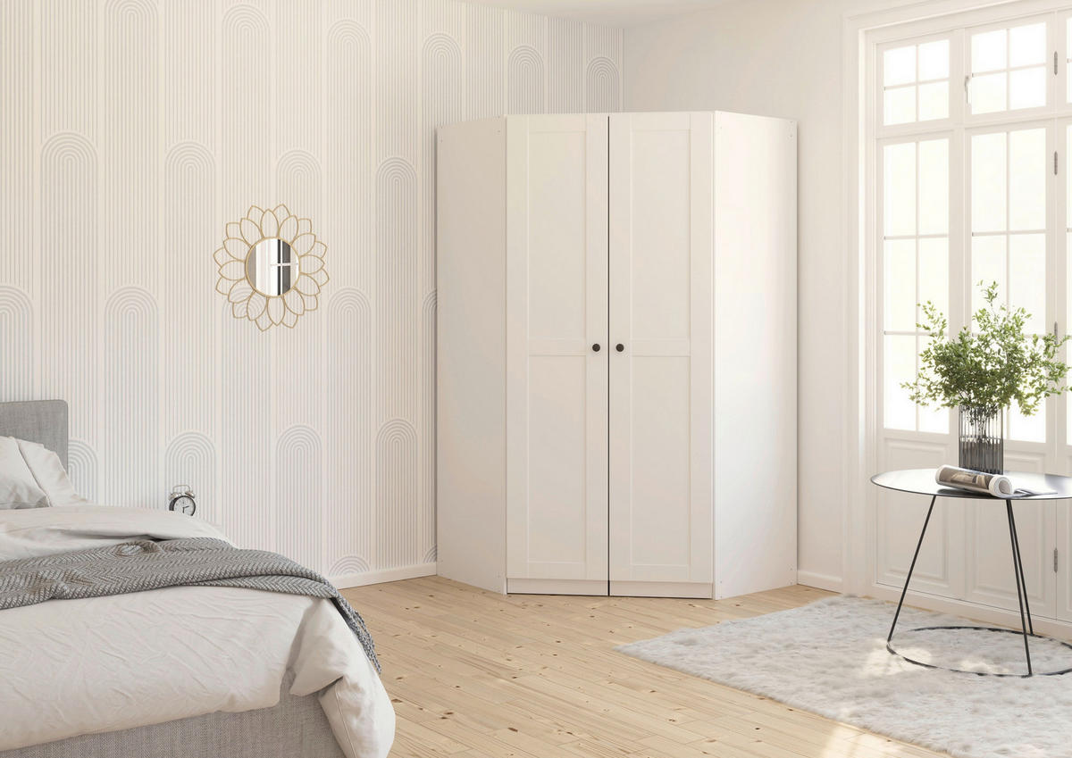 DREHTÜRENSCHRANK 117/210/54 cm,  in Weiß, 2-türig  - Schwarz/Weiß, KONVENTIONELL, Holzwerkstoff/Kunststoff (117/210/54cm) - home24