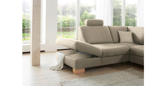 ECKSOFA in Mikrofaser Naturfarben  - Wildeiche/Beige, KONVENTIONELL, Holz/Textil (236/286cm) - Voleo