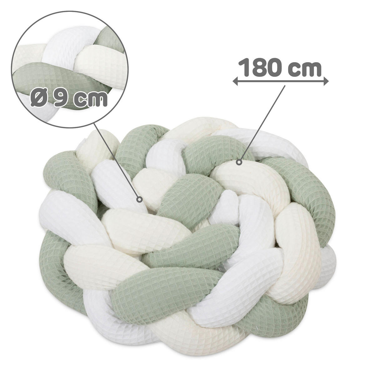 NESTCHENSCHLANGE  180/9/9 cm   - Jadegrün/Multicolor, Basics, Naturmaterialien (180/9/9cm) - Babybay