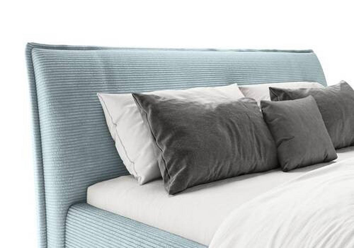 POLSTERBETT 180/200 cm  in Hellblau  - Schwarz/Hellblau, Design, Textil/Metall (180/200cm) - Lomoco