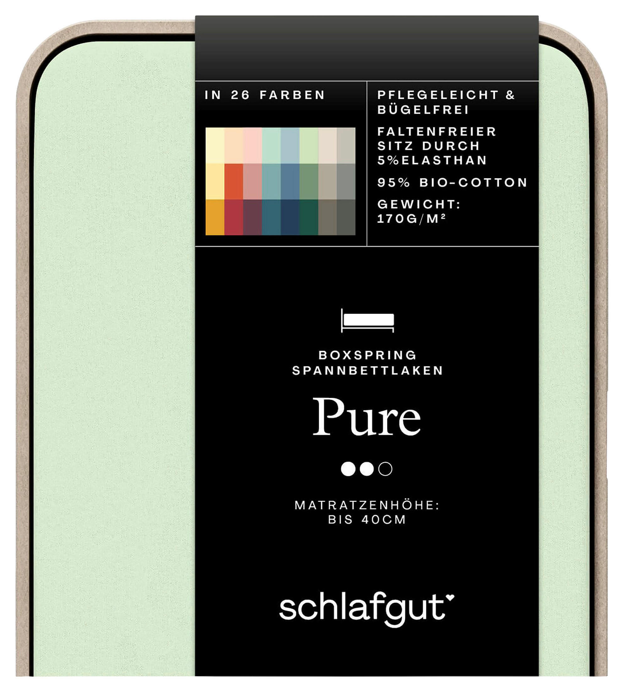 BOXSPRING-SPANNLEINTUCH PURE Jersey  - Hellgrün, Basics, Textil (90-100/190-220cm) - Schlafgut