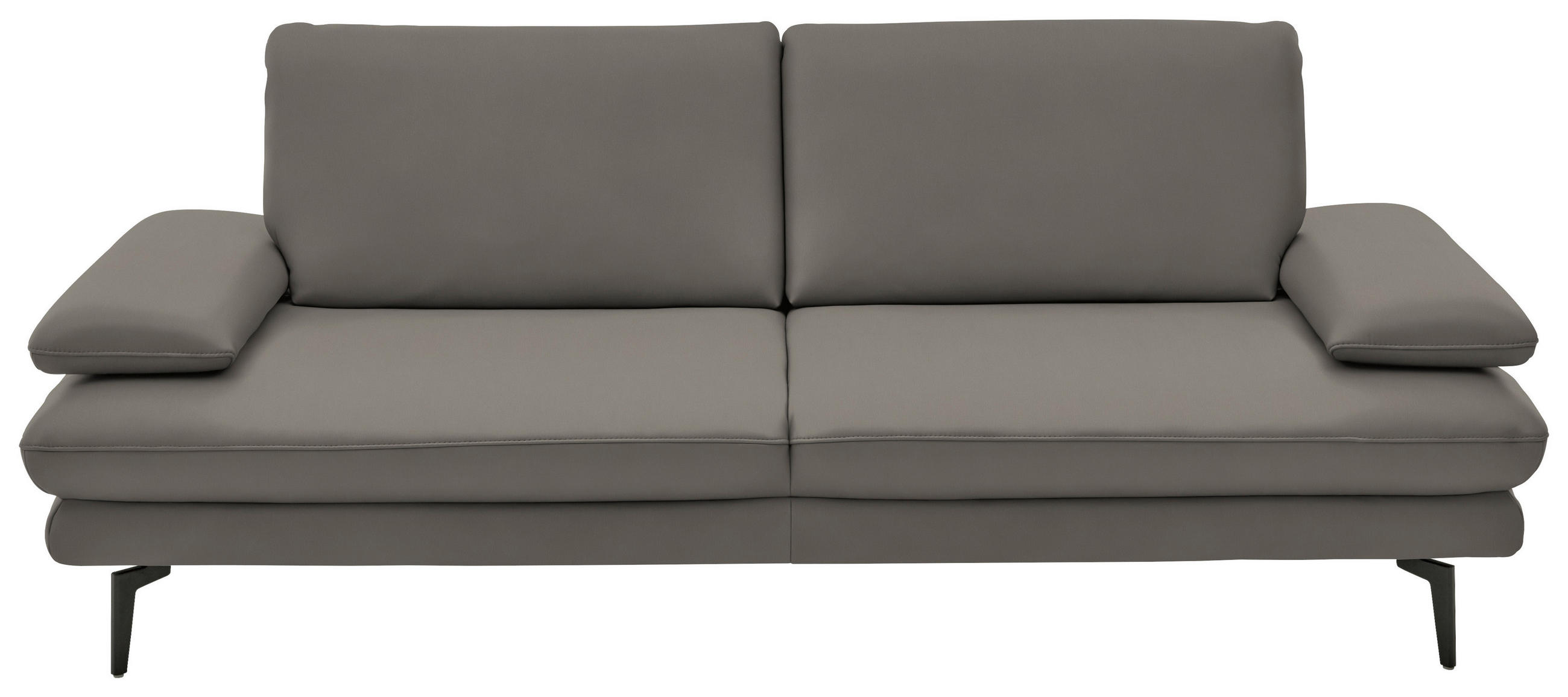3-SITZER-SOFA in Leder Hellgrau  - Hellgrau/Schwarz, Design, Leder/Metall (222/86/104cm) - Dieter Knoll