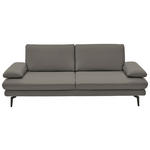 3-SITZER-SOFA  in Echtleder Hellgrau   - Hellgrau/Schwarz, Design, Leder/Metall (222/86/104cm) - Dieter Knoll