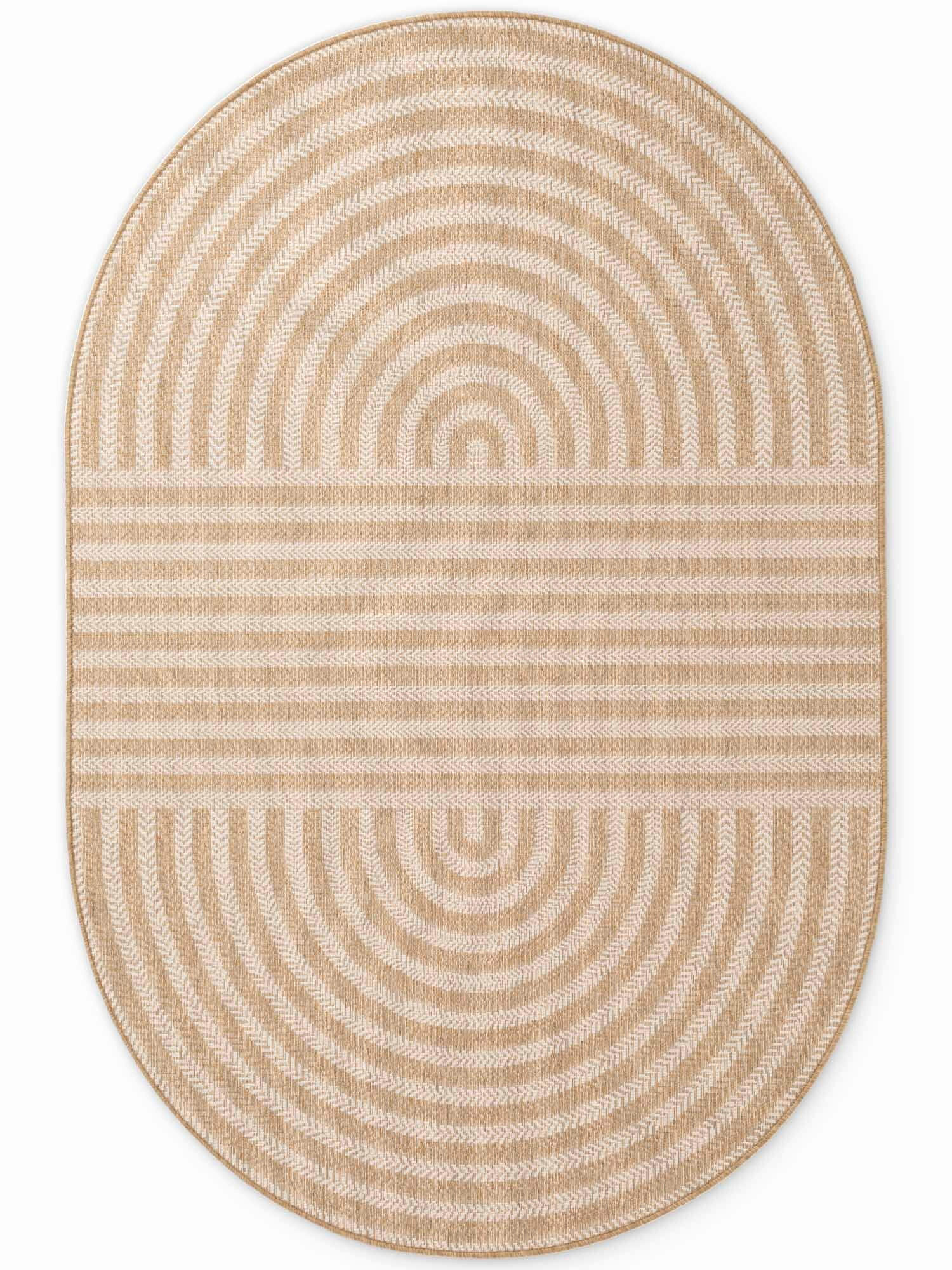 FLACHWEBETEPPICH 160/230 cm Haringey Weiß, Sandfarben oval  - Sandfarben/Weiß, Basics, Kunststoff (160/230cm) - Ted Baker