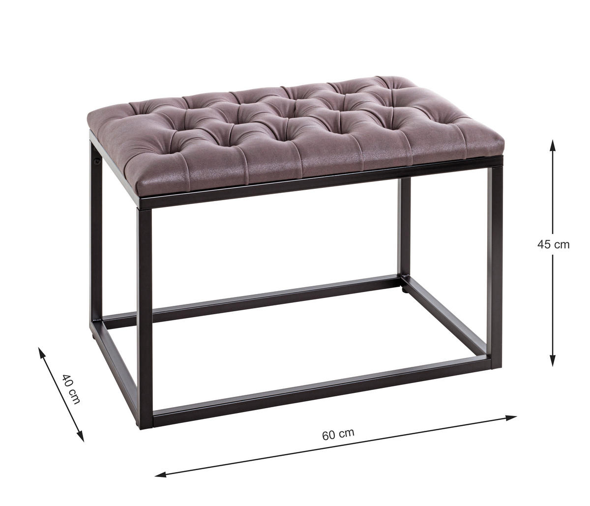 SITZBANK  in 60/45/40 cm  - Anthrazit/Schwarz, MODERN, Textil/Metall (60/45/40cm)