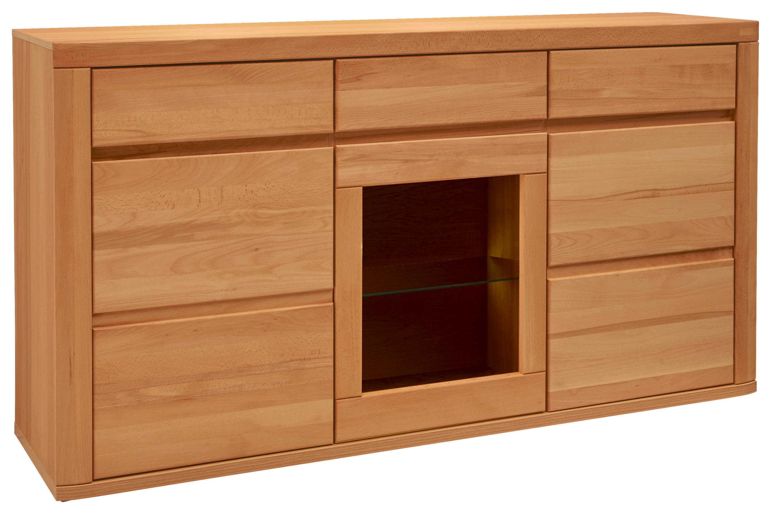 SIDEBOARD in 170,4/91,6/44,1 cm - Kernbuche, KONVENTIONELL, Glas/Holz (170,4/91,6/44,1cm) - Voleo
