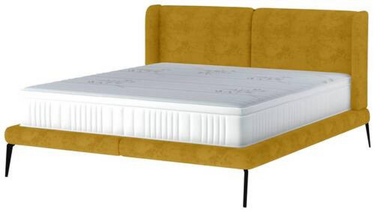 KÁRPITOZOTT ÁGY 180/200 cm  sárga  - sárga/fekete, Modern, textil/fém (180/200cm) - Livetastic
