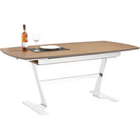 TABLE in Holz, Metall, Holzwerkstoff 180(230)/95/77 cm  - Chromfarben/Nussbaumfarben, Design, Holz/Holzwerkstoff (180(230)/95/77cm) - Joop!