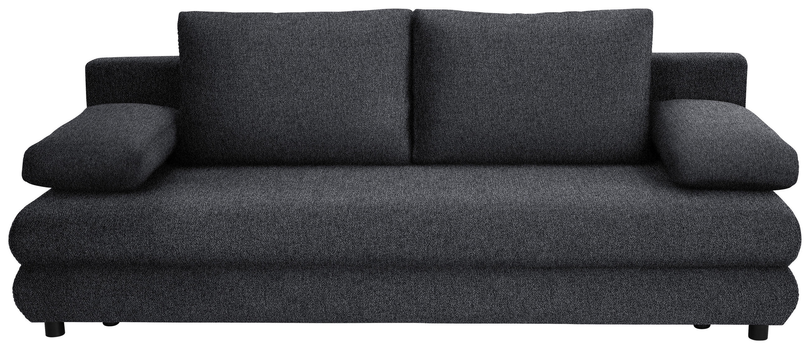 SCHLAFSOFA Webstoff Dunkelgrau  - Dunkelgrau/Schwarz, Design, Kunststoff/Textil (197/77/81cm) - home24
