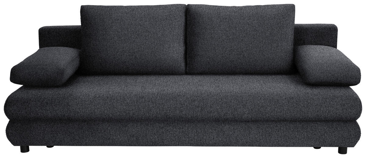 SCHLAFSOFA Webstoff Dunkelgrau  - Dunkelgrau/Schwarz, Design, Kunststoff/Textil (197/77/81cm) - home24