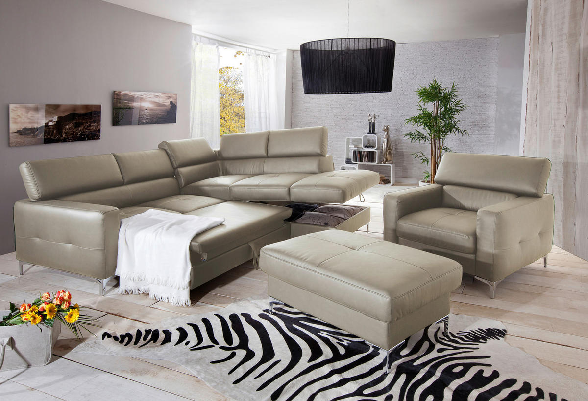 SESSEL in Echtleder Grau  - Chromfarben/Grau, Design, Leder/Metall (99/78-92/106cm) - Livetastic