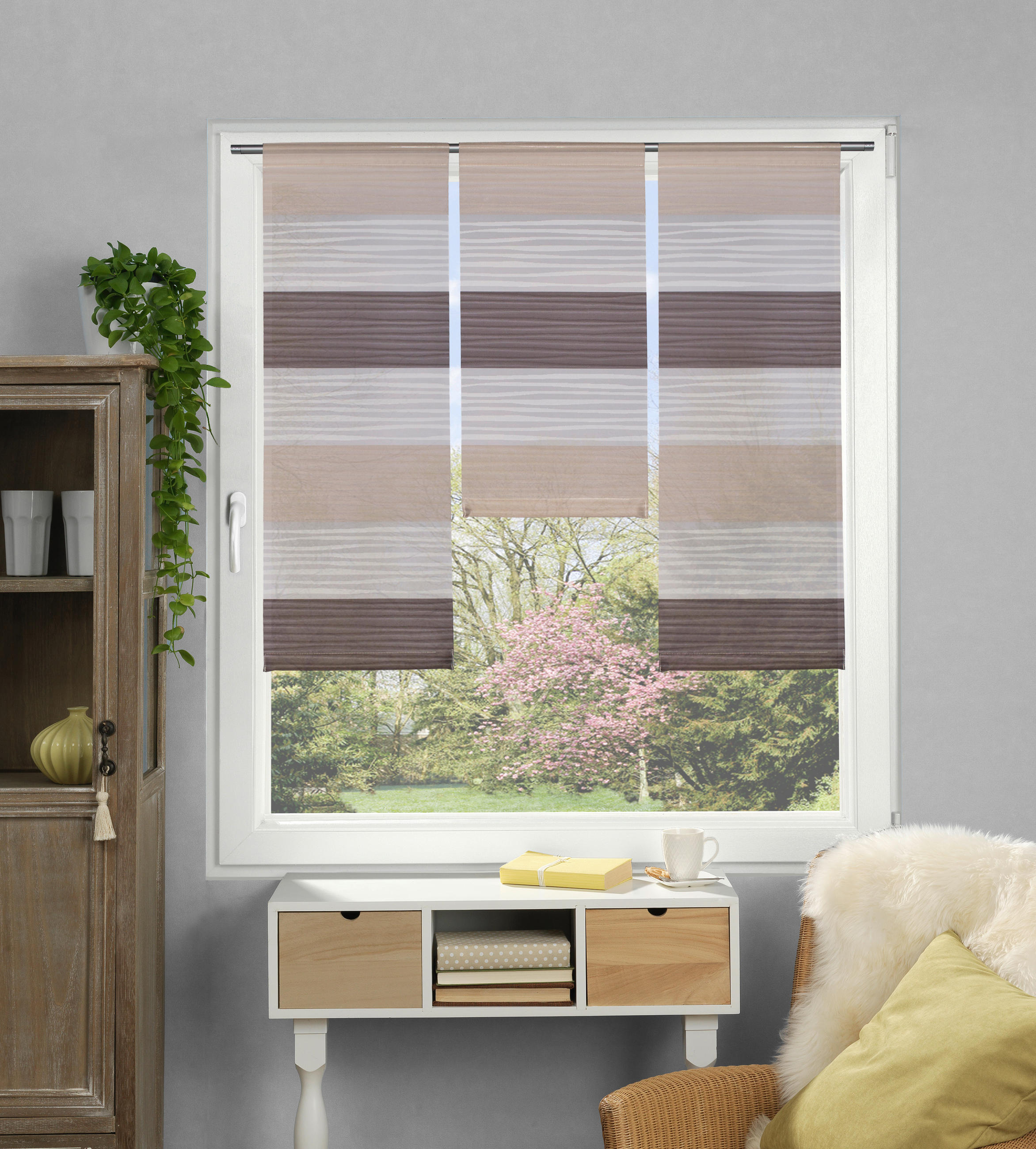 FLÄCHENVORHANG  3 Stück  blickdicht   30/80 cm  - Bernsteinfarben, KONVENTIONELL, Textil (30/80cm)