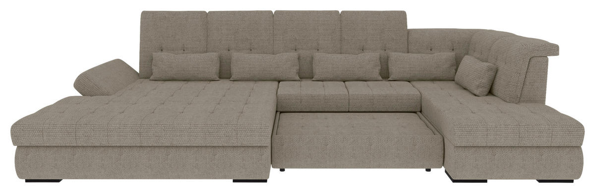 WOHNLANDSCHAFT Greige Struktur  - Greige/Schwarz, KONVENTIONELL, Kunststoff/Textil (212/358/222cm) - Carryhome